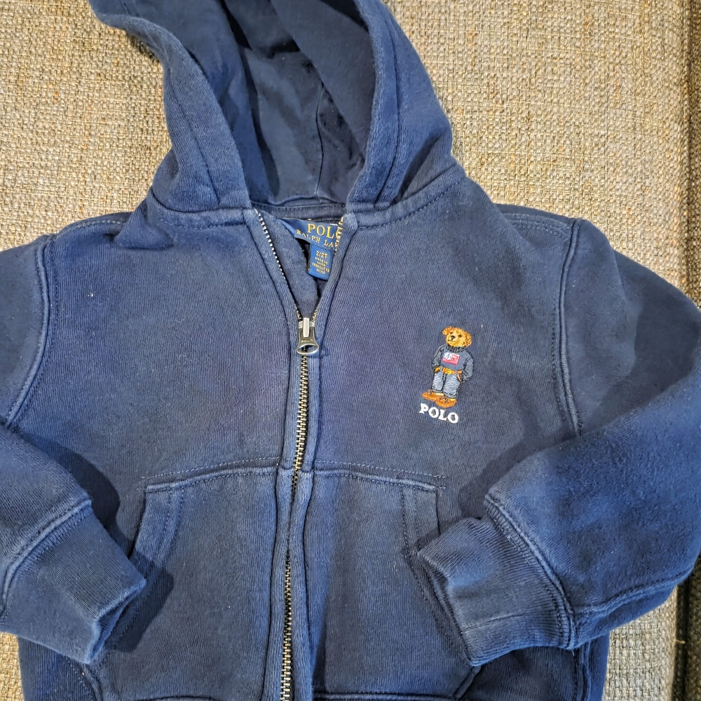 Polo by Ralph Lauren Navy Bear Hooded Zip Sweatshirt - Kids
